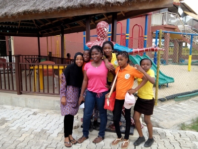 Nishola and Ifeoma pose with the girls